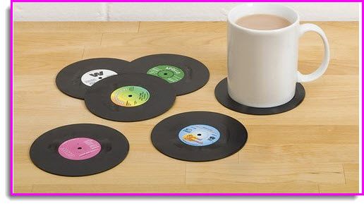 Retro Vinyl Record Coasters -Perfect Xmas Gift